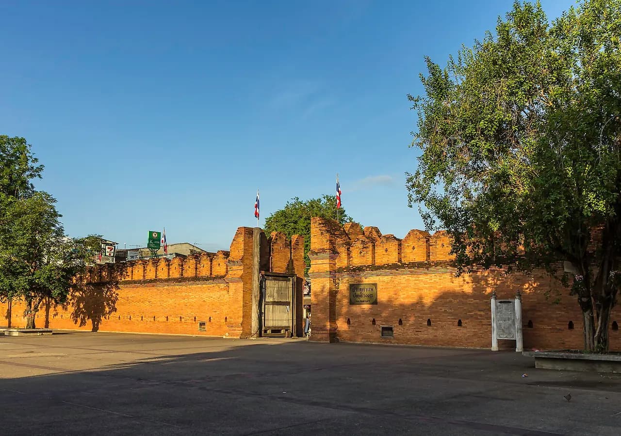 Historic east gate of the city wall in Chiang Mai. Location context only; this is not a photograph of Seven Fountains Jesuit Spirituality Centre.