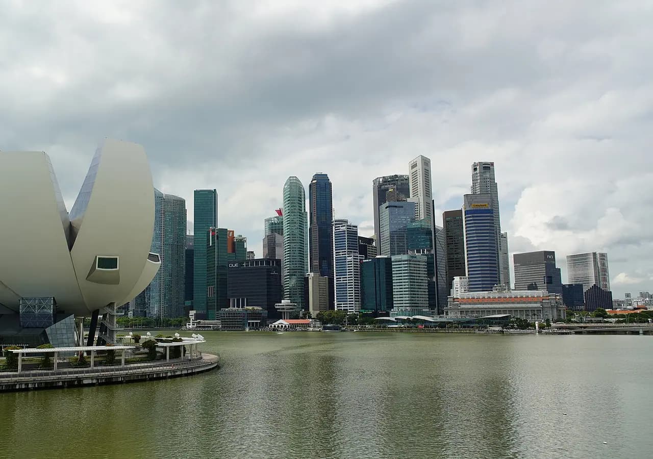 Singapore skyline and ArtScience Museum. Location context only; this is not a photograph of Brahm Centre.